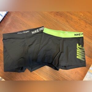 2 Pairs of Nike Pro Size Large Spandex Shorts